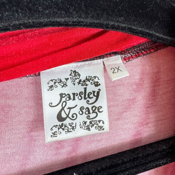 Parsley & Sage Red Gray Patterned Rayon Stretchy Lightweight Open Vest Size 2X - Picture 4 of 5